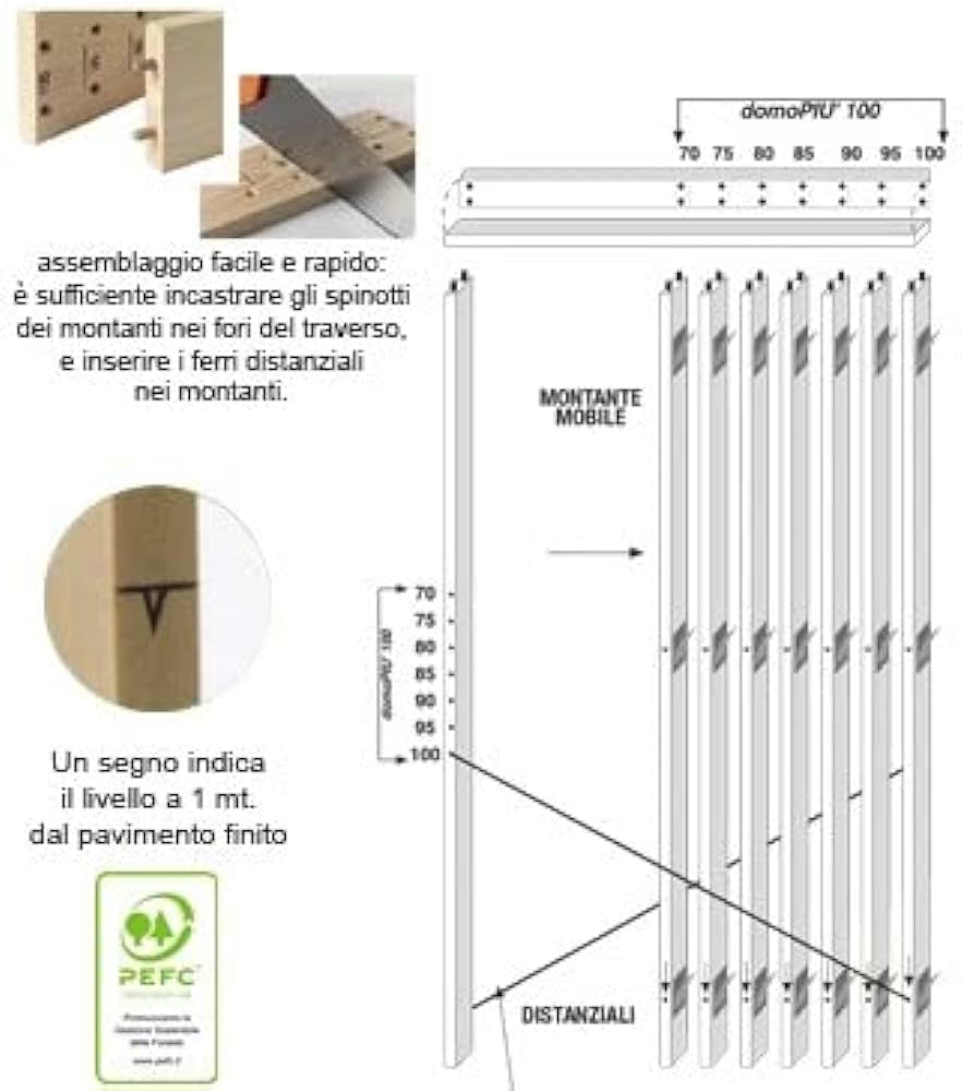 Controtelaio in abete per muratura 215 x 104 cm da 12 cm