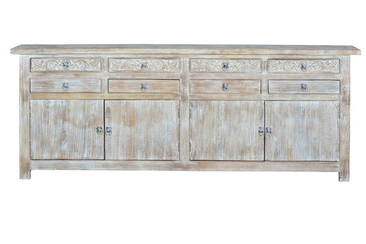 Credenza a 4 ante e 8 cassetti in massello di mango