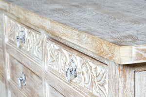 Credenza a 4 ante e 8 cassetti in massello di mango