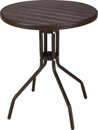 TAVOLO ACCIAIO RATTAN TONDO MARRONE WOODBROWN