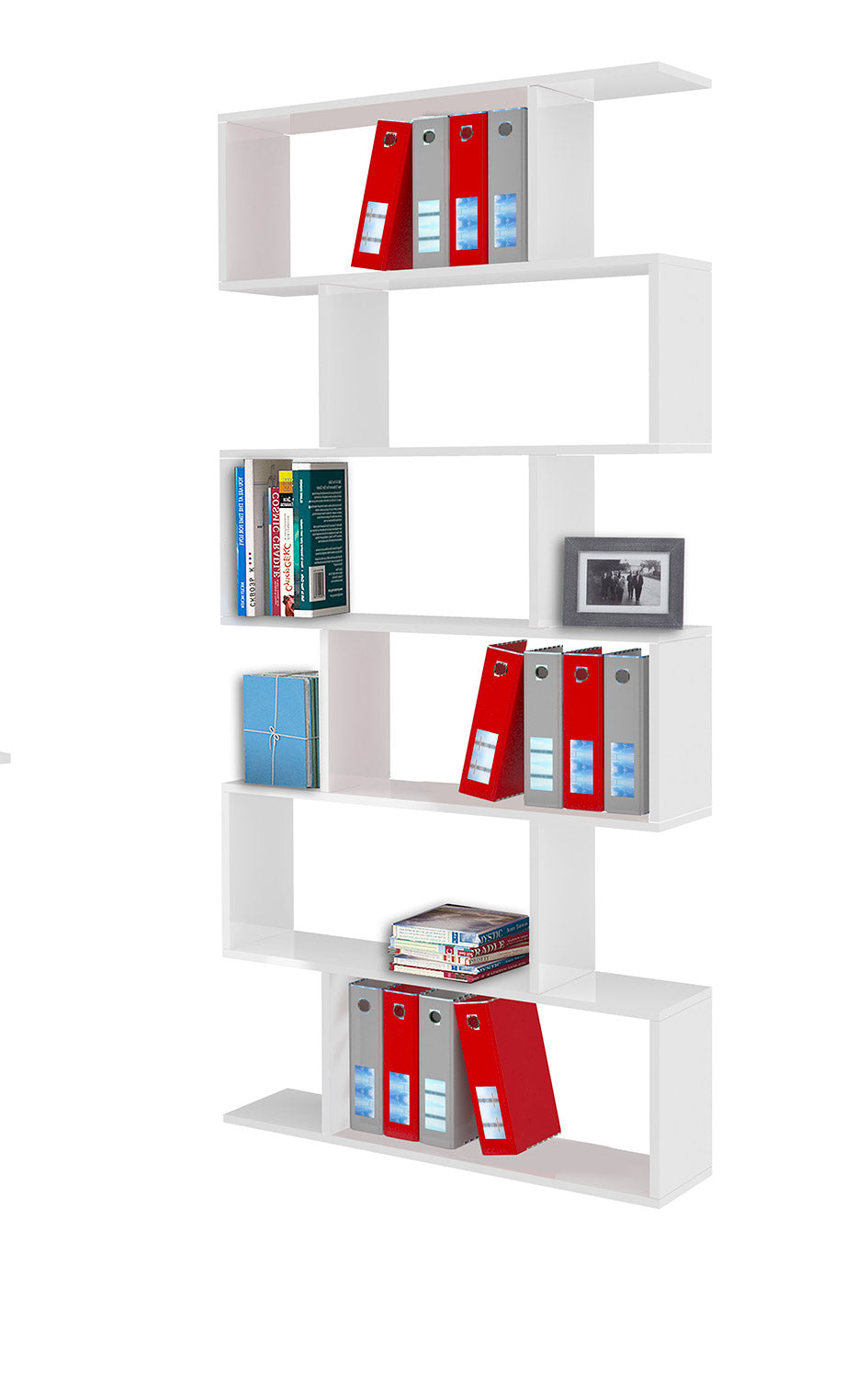 Libreria Moderana 80x24,6x191,8 cm Calli Bianco Lucido