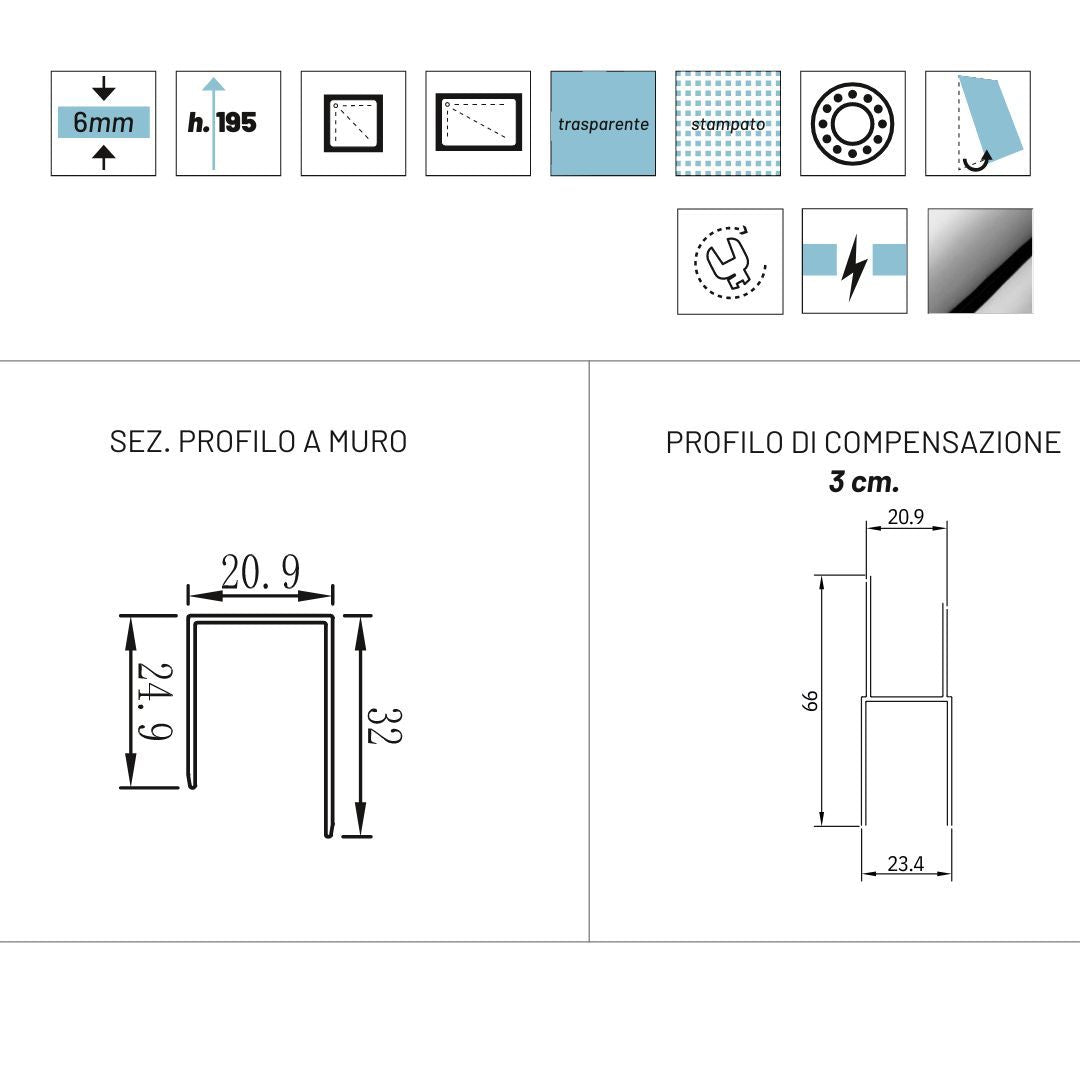 Box doccia angolo apertura ante scorrevoli dafne vetro temperato spessore 6 mm *** misure 67-69x87-89xh195 cm stampat...