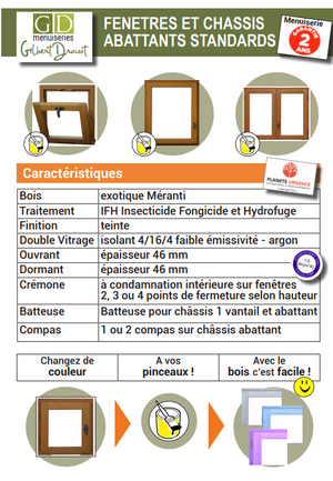 Finestra in legno a 2 vetri Altezza 60 X Larghezza 100 (dimensioni della tabella) senza maniglia