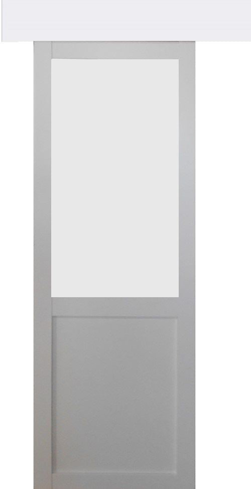 Porta Scorrevole Athena Bianca H204 x L83 + Binario in Alluminio Bianco e 2 Gusci