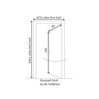 Porta di servizio Armagos in legno massello, H.200xl.80 p. destra + Dimensioni maniglia e canna (rif 01245F924) Tabella senza maniglia