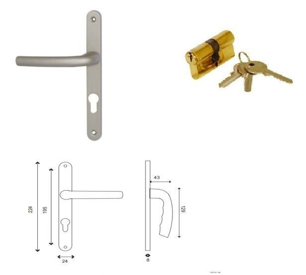 Porta di servizio Armagos in legno massello, H.200xl.80 p. destra + Dimensioni maniglia e canna (rif 01245F924) Tabella senza maniglia