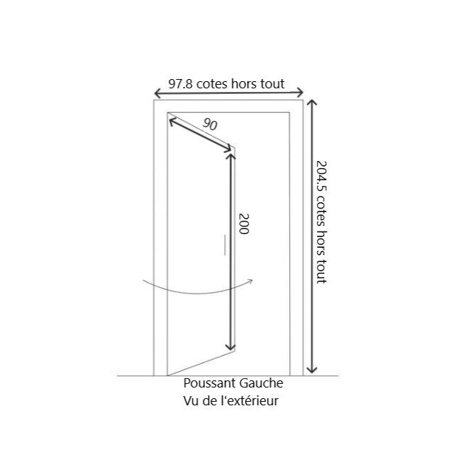 Porta di servizio in legno 'Pixos' 200X90 a sinistra a spinta (dimensioni tabella) senza maniglia