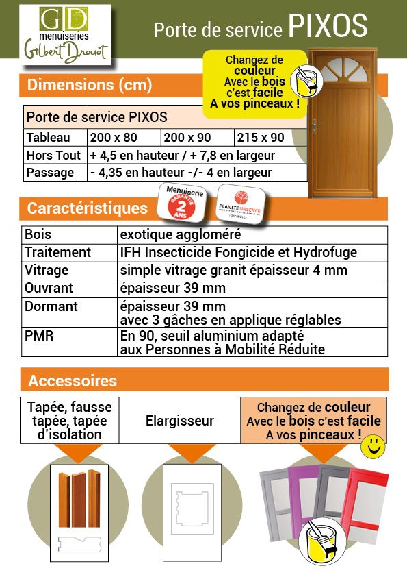 Porta di servizio in legno 'Pixos' Modello 215X90 Spinta a destra (dimensioni della tavola) senza maniglia