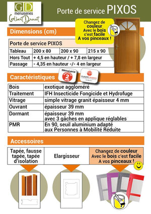 Porta di servizio in legno 'Pixos' 200X90 a sinistra a spinta (dimensioni tabella) senza maniglia