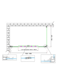 Box doccia 6 mm H 190 parete fissa e porta a 4 ante con apertura centrale MISURA 67,5-70 ANTA FISSA + PORTA 153-158 