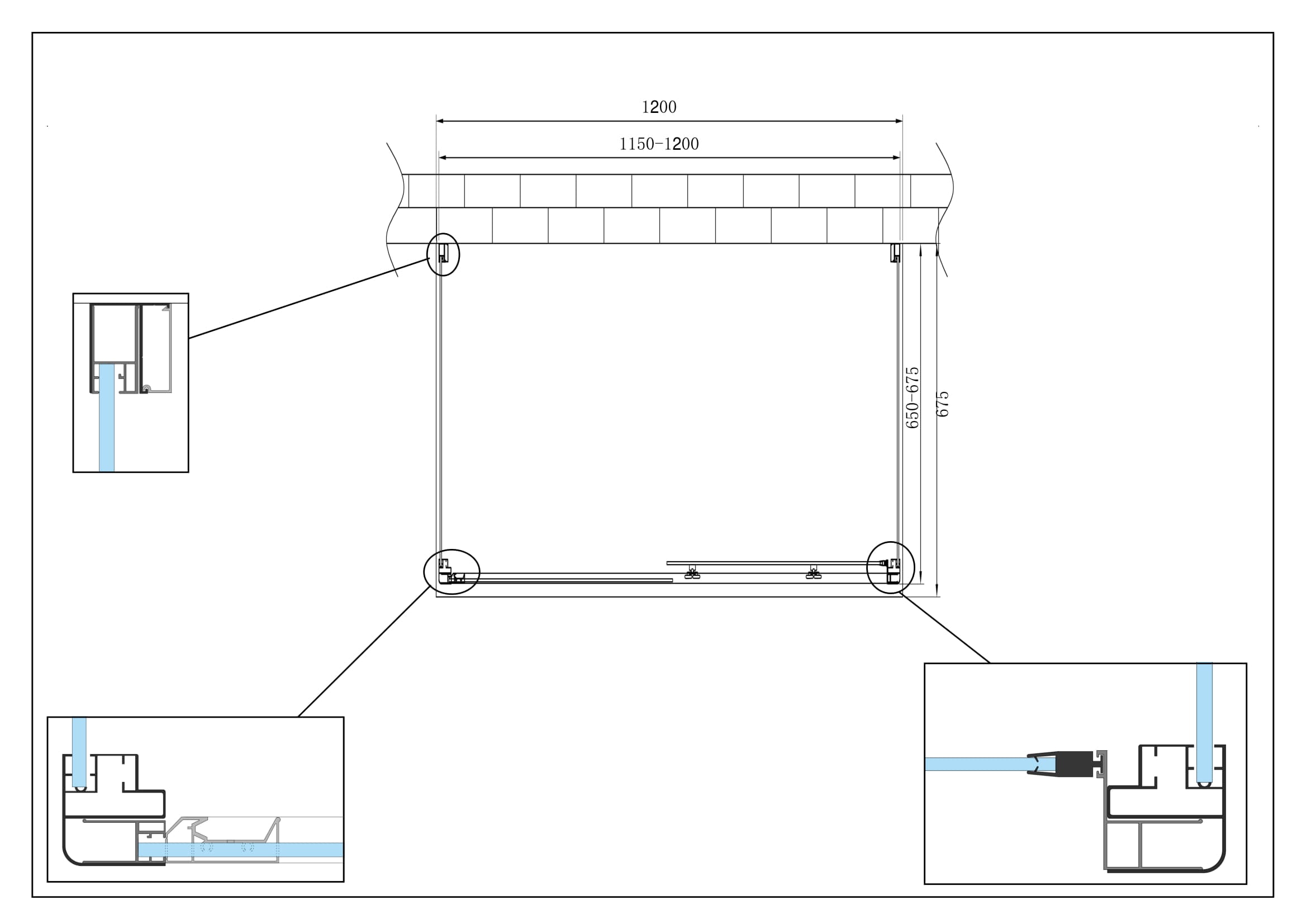 BOX CABINA DOCCIA 3 LATI 2 FISSI E UNO SCORREVOLE 65-67,5x115-120x65-67,5