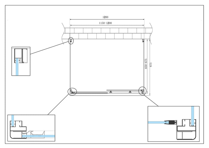 BOX CABINA DOCCIA 3 LATI 2 FISSI E UNO SCORREVOLE 65-67,5x115-120x65-67,5