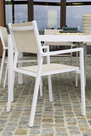 Sedia da Giardino 55x56xh86 cm in Alluminio e Texilene Cleveland Bianco