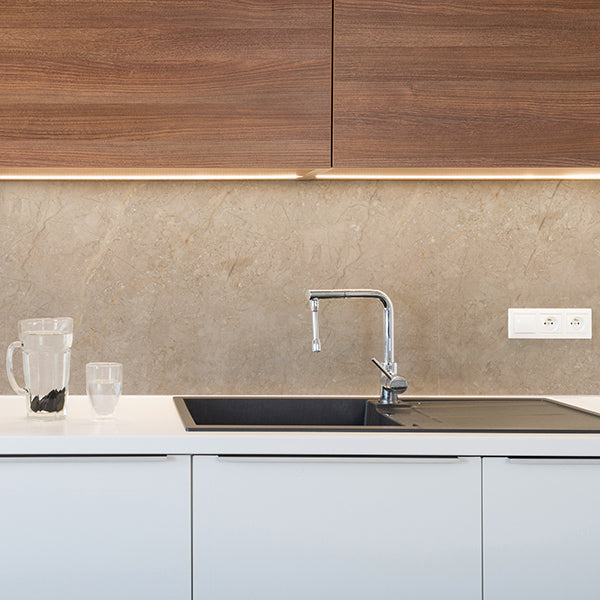 Adesivo Tecnico da Cucina Lavabile e Certificato Ignifugo Paraschizzi Travertine Stones 190x60