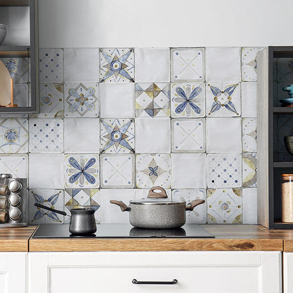 Adesivo Tecnico da Cucina Lavabile e Certificato Ignifugo Paraschizzi Provence Tiles 190x60