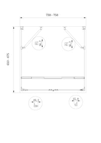 Box cabina doccia a 3 lati con apertura a libro pieghevole a pacchetto H.190 cromo trasparente anticalcare misure  65-67,5 fisse + Porta 73,8-75,8