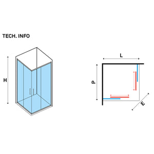 Box Doccia  90x90 angolare scorrevole in cristallo opaco 6 mm