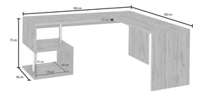 Scrivania Angolare 180/160x60x77,5cm cm Esse Quercia Wotan