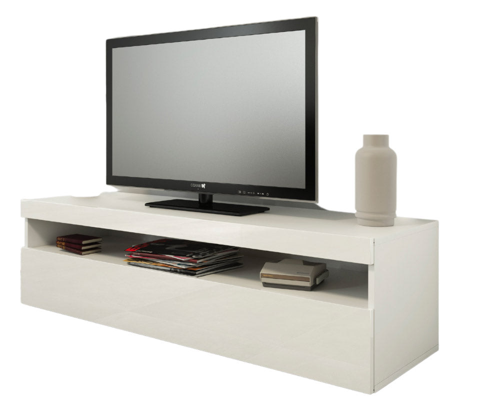 Mobile TV 1 Anta 130x45x36,2 cm Burrata Bianco Lucido