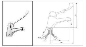 Miscelatore Rubinetto Lavabo Comando A Gomito Con Leva Clinica