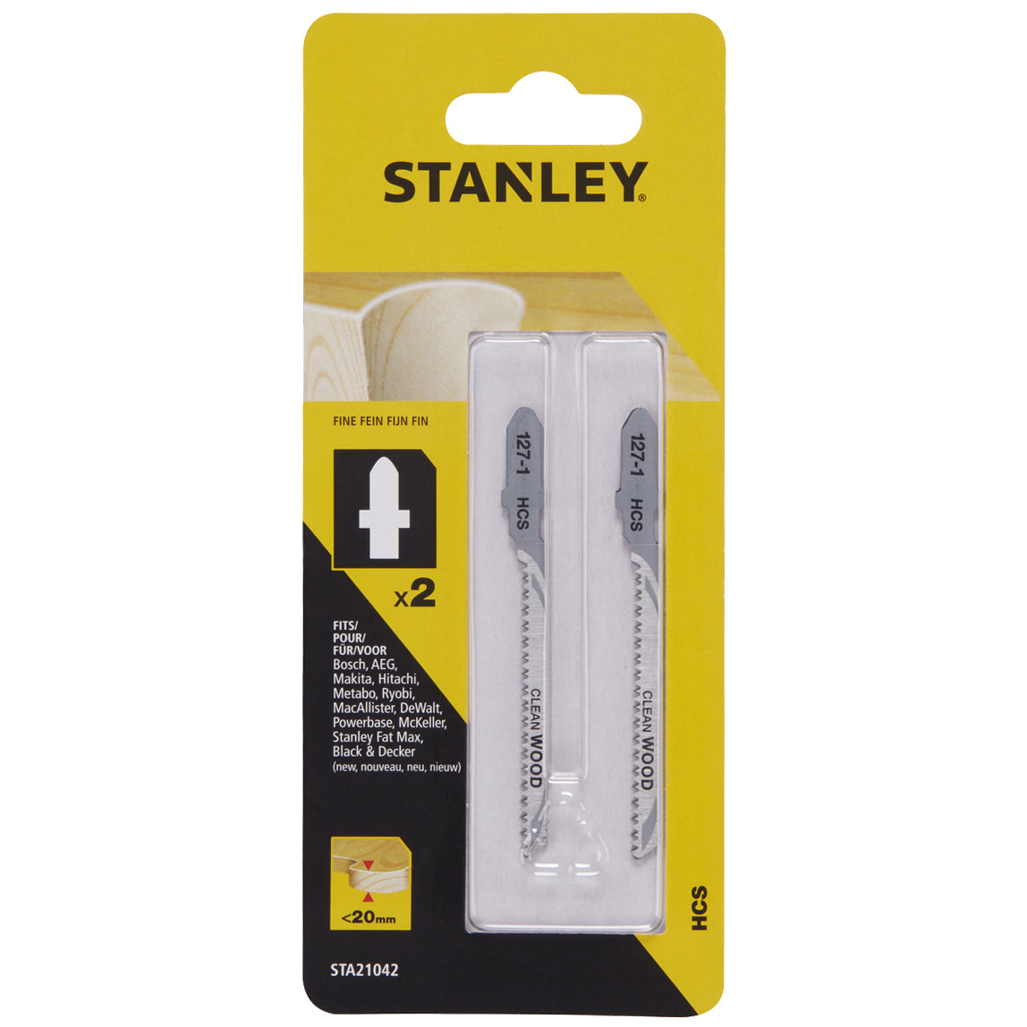 PIRANHA/STANLEY STA21042 (X21003) 2 LAME LEGNO RETT.T/FINE ATT. A T STANLEY CF 1,0