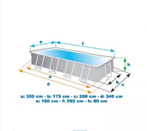 Intex PISCINA RETTANGOLARE FRAME PRISMA  cm. 300x175x80 h