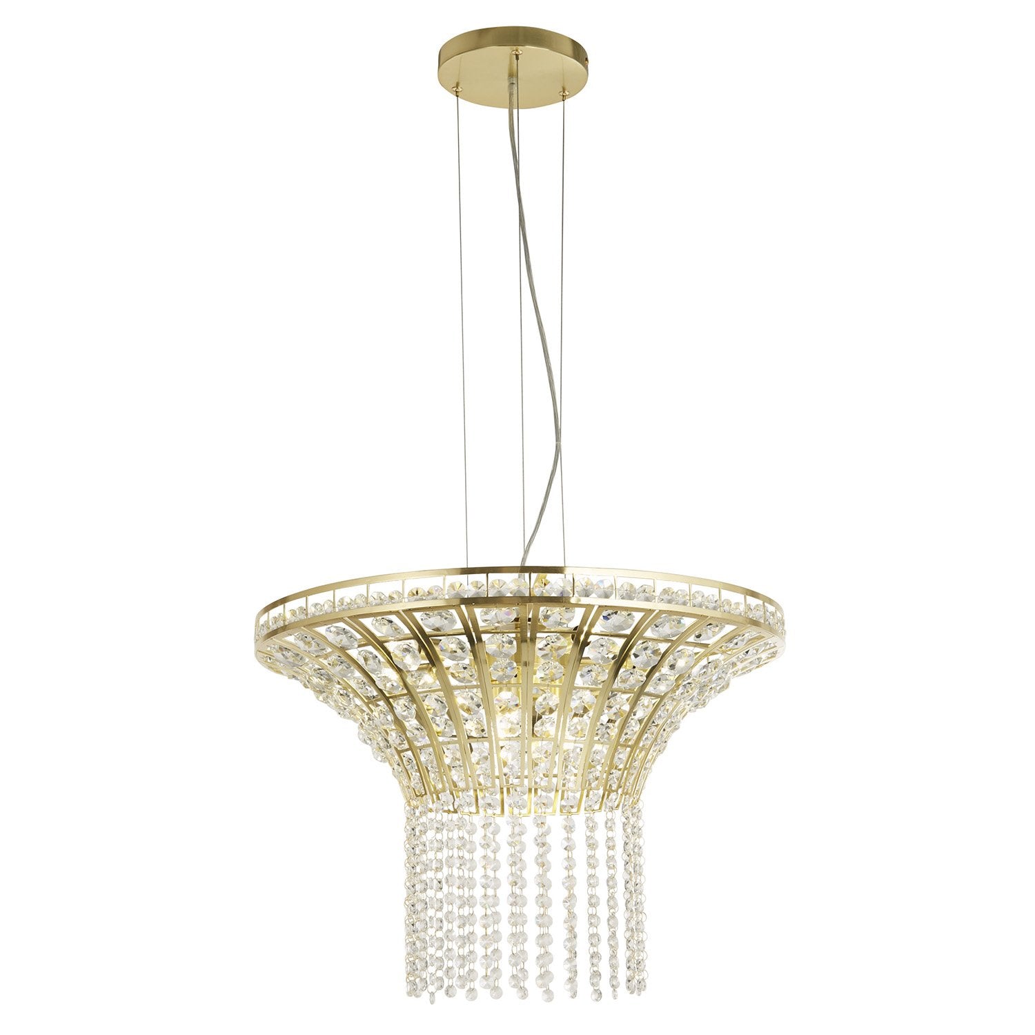 Lampadario Classico Gemma Acciaio Ottone Cristallo 8 Luci G9