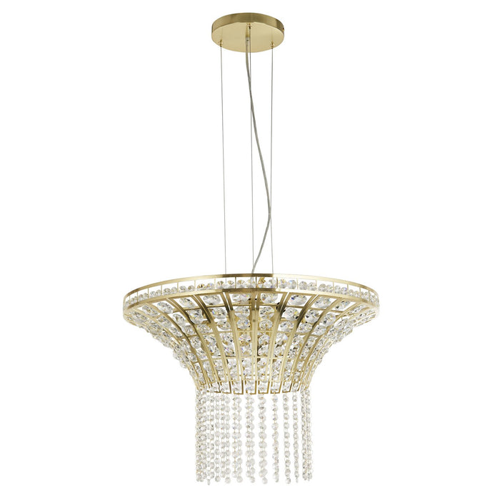 Lampadario Classico Gemma Acciaio Ottone Cristallo 8 Luci G9