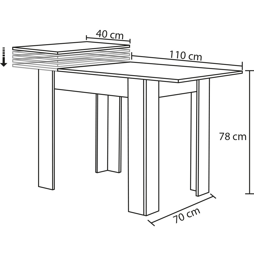 Tavolo Allungabile Cucina Sala Pranzo da 110 a 150x70x78 cm Bianco Estensibile