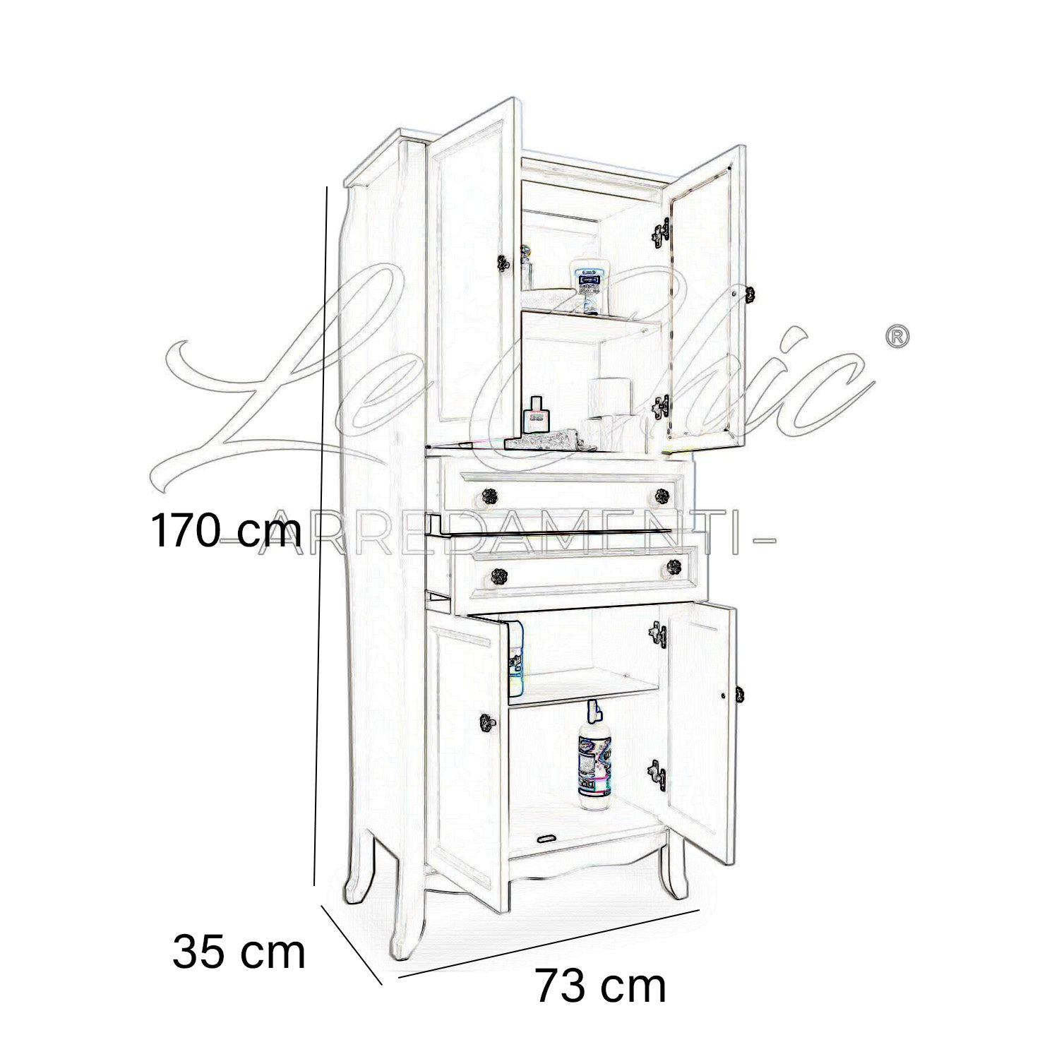 Colonna bagno contemporaneo bianco shabby