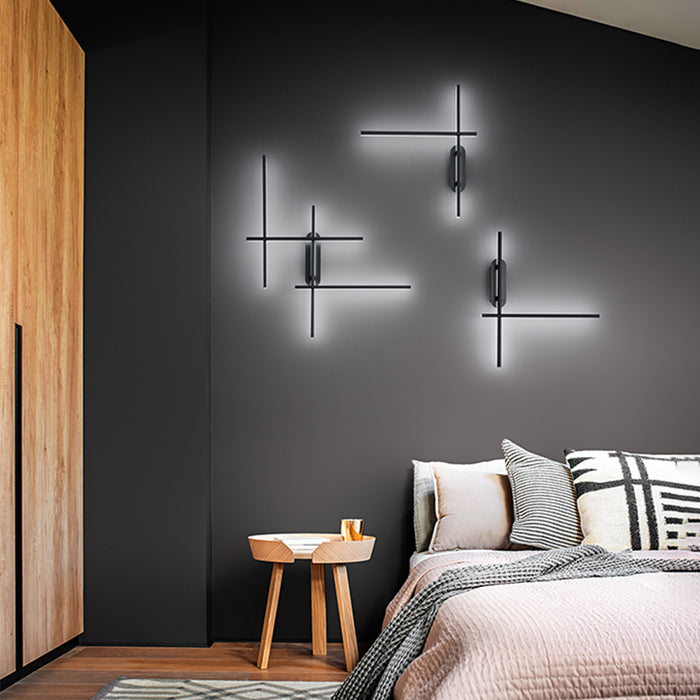 Applique In Alluminio Moderna Tange Nero Led Grande