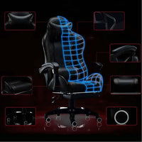 Sedia Gaming Nero con Cuscino Poggiatesta Lombare Poltrona da Scrivania Ufficio