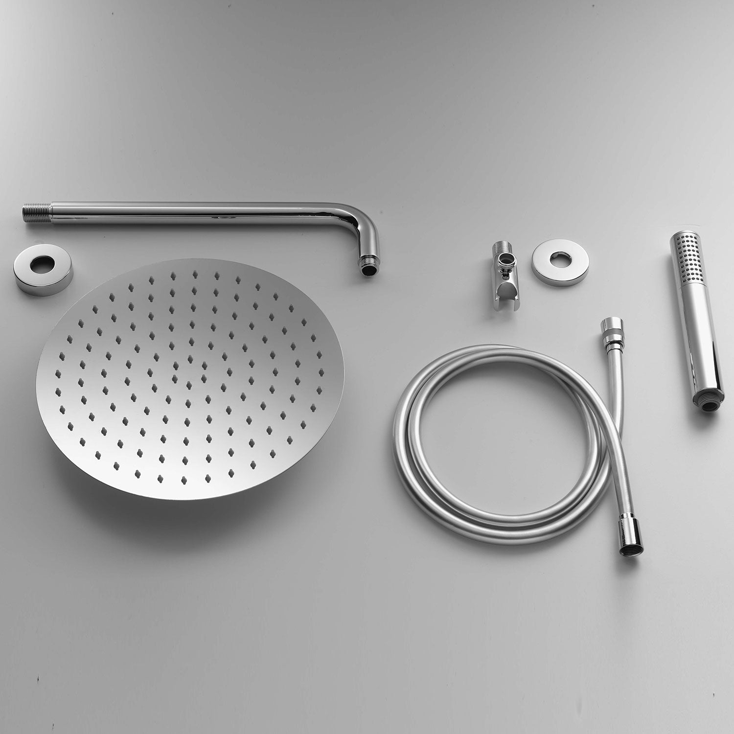 Set doccia tondo Ares con soffione diametro 20 mm, braccio doccia e kit duplex