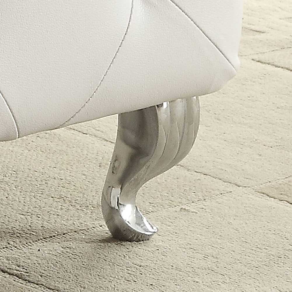 Cassapanca Pouf Contenitore Panca Moderna 96x46 H 43cm con Cristalli Bianco