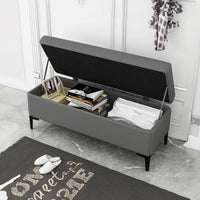 Cassapanca Pouf Contenitore Panca con Piedini in Metallo Moderna Grigio Scuro