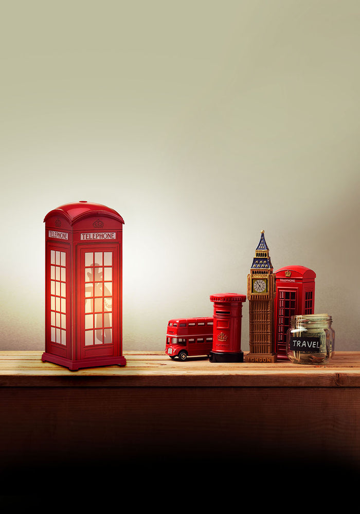 Lampada Da Tavolo Red Phone Box In Polilux Rosso Made In Italy