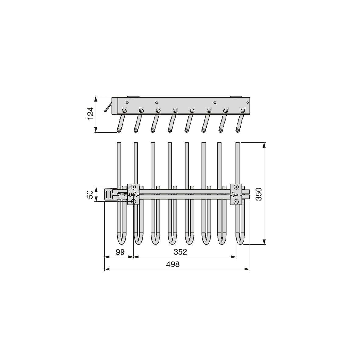 Emuca Porta pantaloni estraibile, Sinistra, Verniciato alluminio, Acciaio e Tecnoplastica, 1 u.