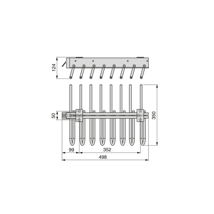 Emuca Porta pantaloni estraibile, Sinistra, Verniciato alluminio, Acciaio e Tecnoplastica, 1 u.