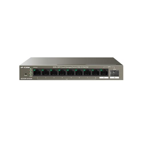 Switch poe ip-com g2210p-8-102w - 9 × porte ethernet 10/100/1000 base-t (8 porte poe), 1 × porta sfp base-x 100/1000