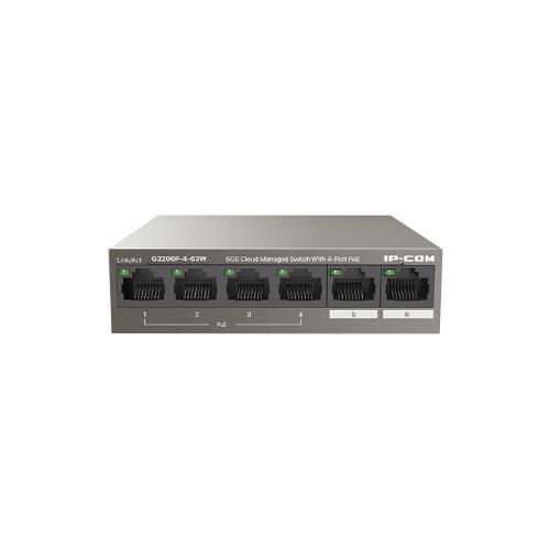 Switch poe ip-com g2206p-4-63w -4 × porte ethernet base-t 10/100/1000 poe, 2 porte uplink 10/100/1000,estens.di rete fino a 250m