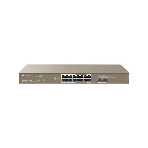 Switch tenda teg1118p-16-250w 16p gigabit 10/100/1000 base-t rj45 poe+2 1000m sfp cons. max porta:30w- cons. max switch 250w