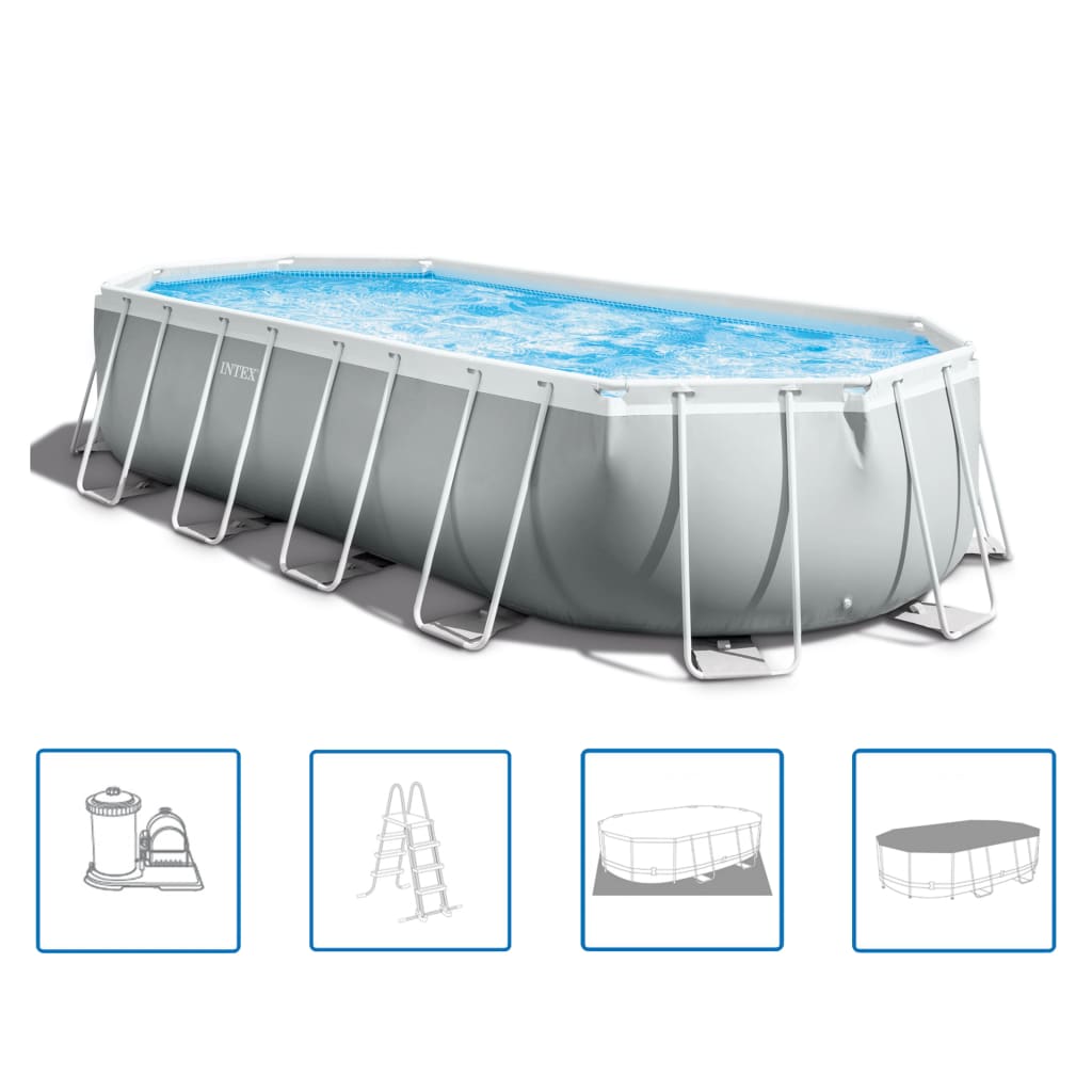 INTEX Set Piscina Ovale 610x305x122 cm 26796GN Prism Frame 91492