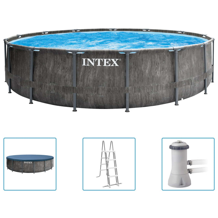 INTEX Set Piscina Greywood Prism Frame Premium 457x122 cm cod 8773