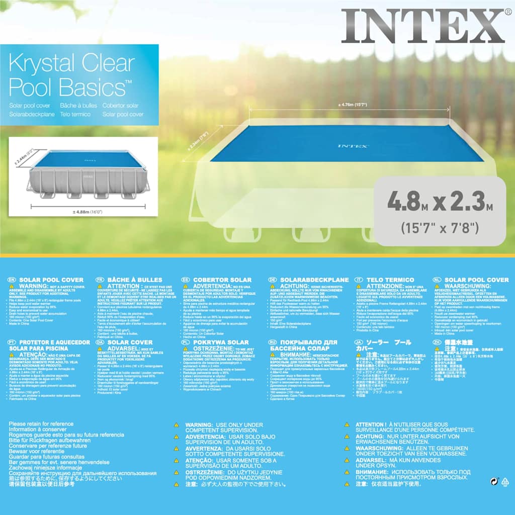 INTEX Copertura Solare per Piscina Blu 476x234 cm in Polietilene 93305