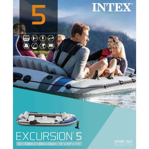 INTEX Gommone Gonfiabile con Remi e Pompa Excursion 5 Set 68325NP 90803