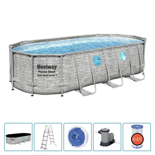 Bestway Set Piscina Power Steel Swim Serie Vista 549x274x122 cm