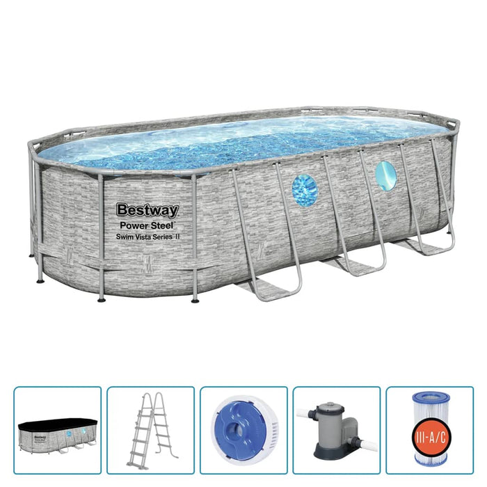 Bestway Set Piscina Power Steel Swim Serie Vista 549x274x122 cm