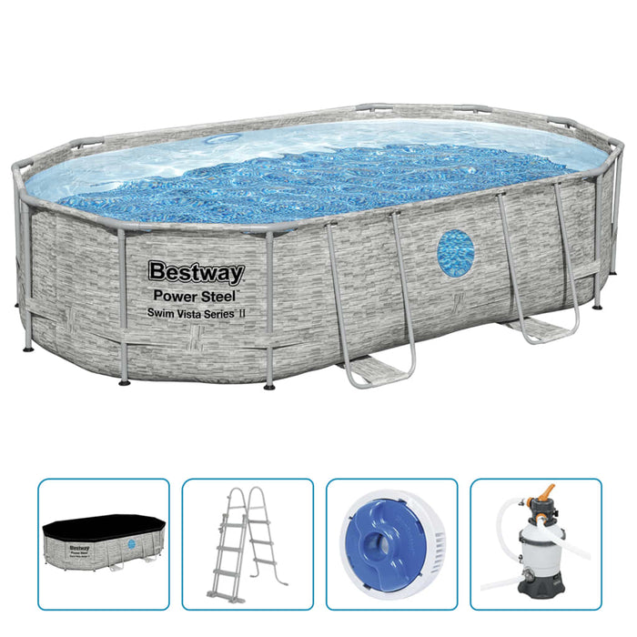 Bestway Set Piscina Power Steel 488x305x107 cm cod mxl 25498