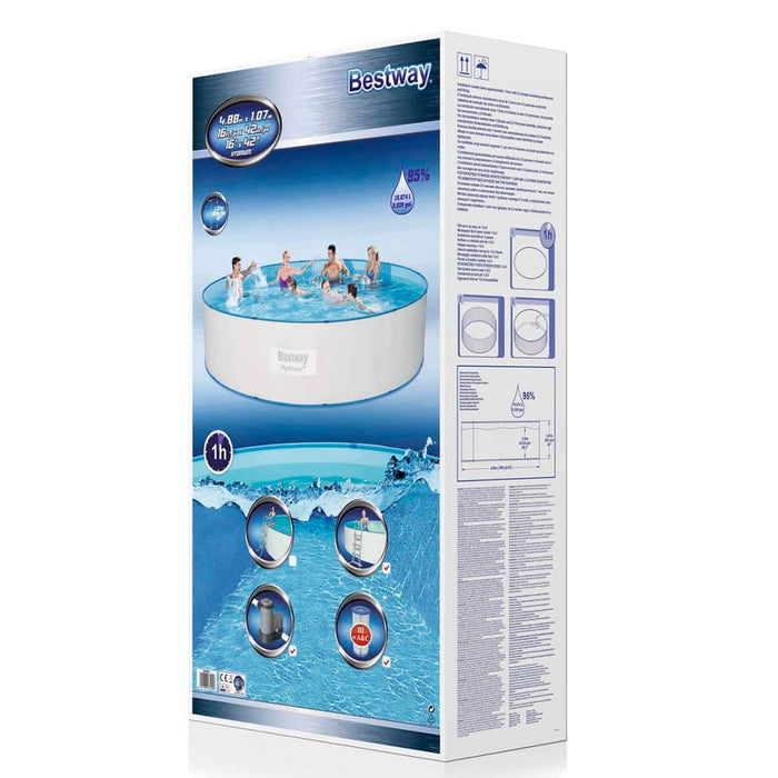 Bestway Piscina Hydrium Rotonda con Telaio in Acciaio 460x90 cm 56386 91074