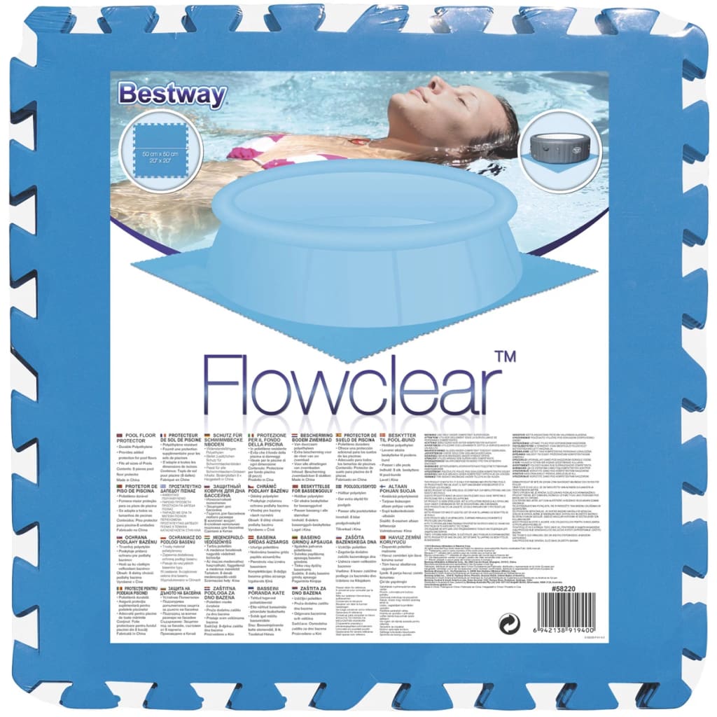 Bestway Protezioni per il Pavimento della Piscina 8 pz Blu 58220